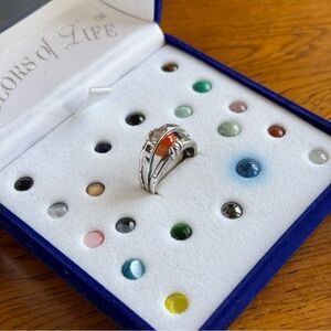 Vintage Sterling Silver Interchangeable Multi Stone Ring SZ9